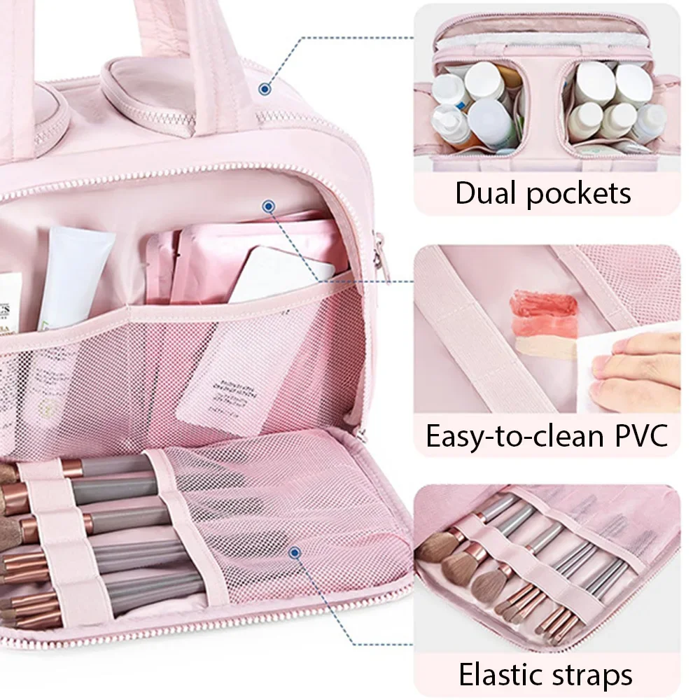 Large Travel Makeup Bag Water Resistant Padded Cosmetic Organiser_voghion.com