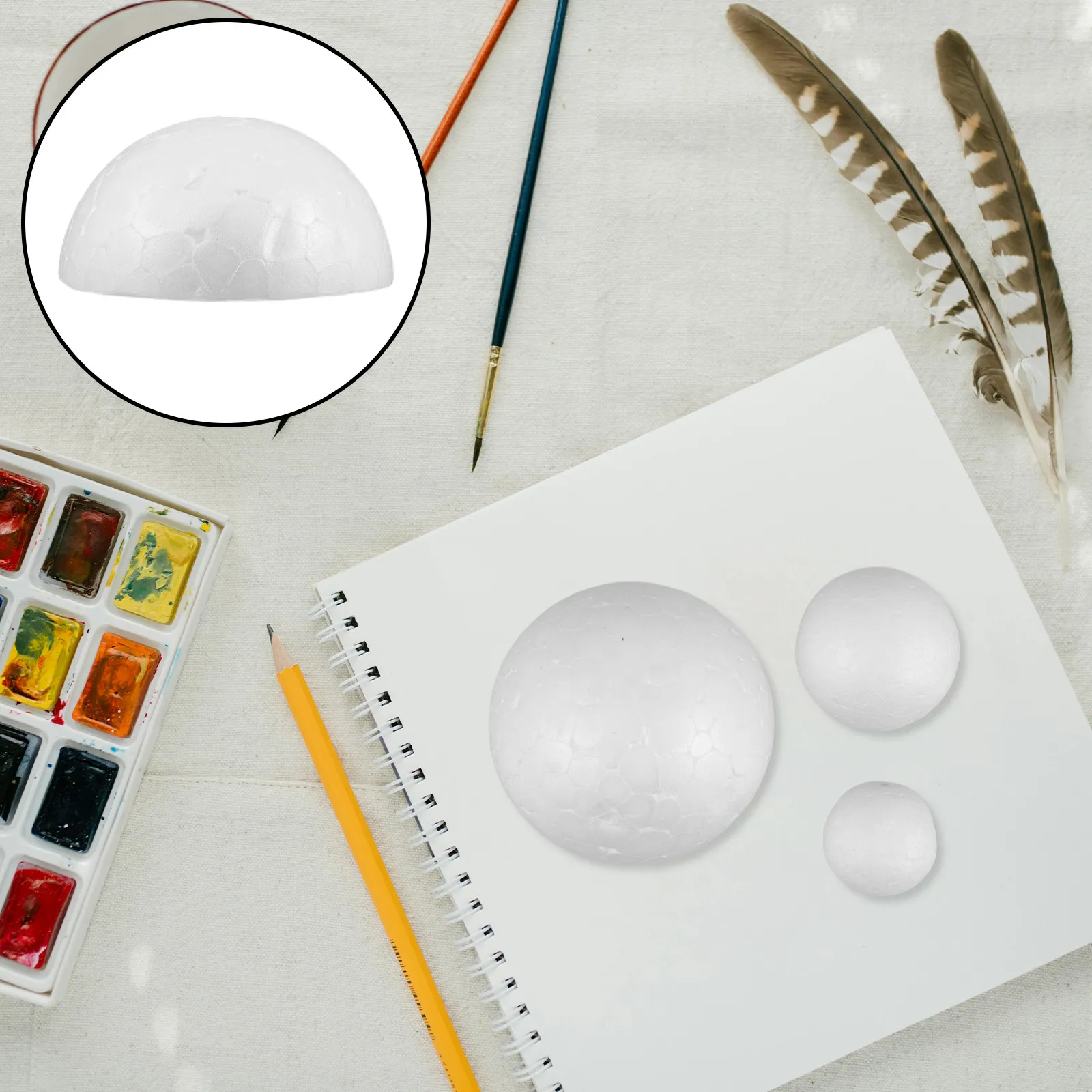 300Pcs Half Sphere Polystyrene Foam Balls White for DIY Art Craft ...