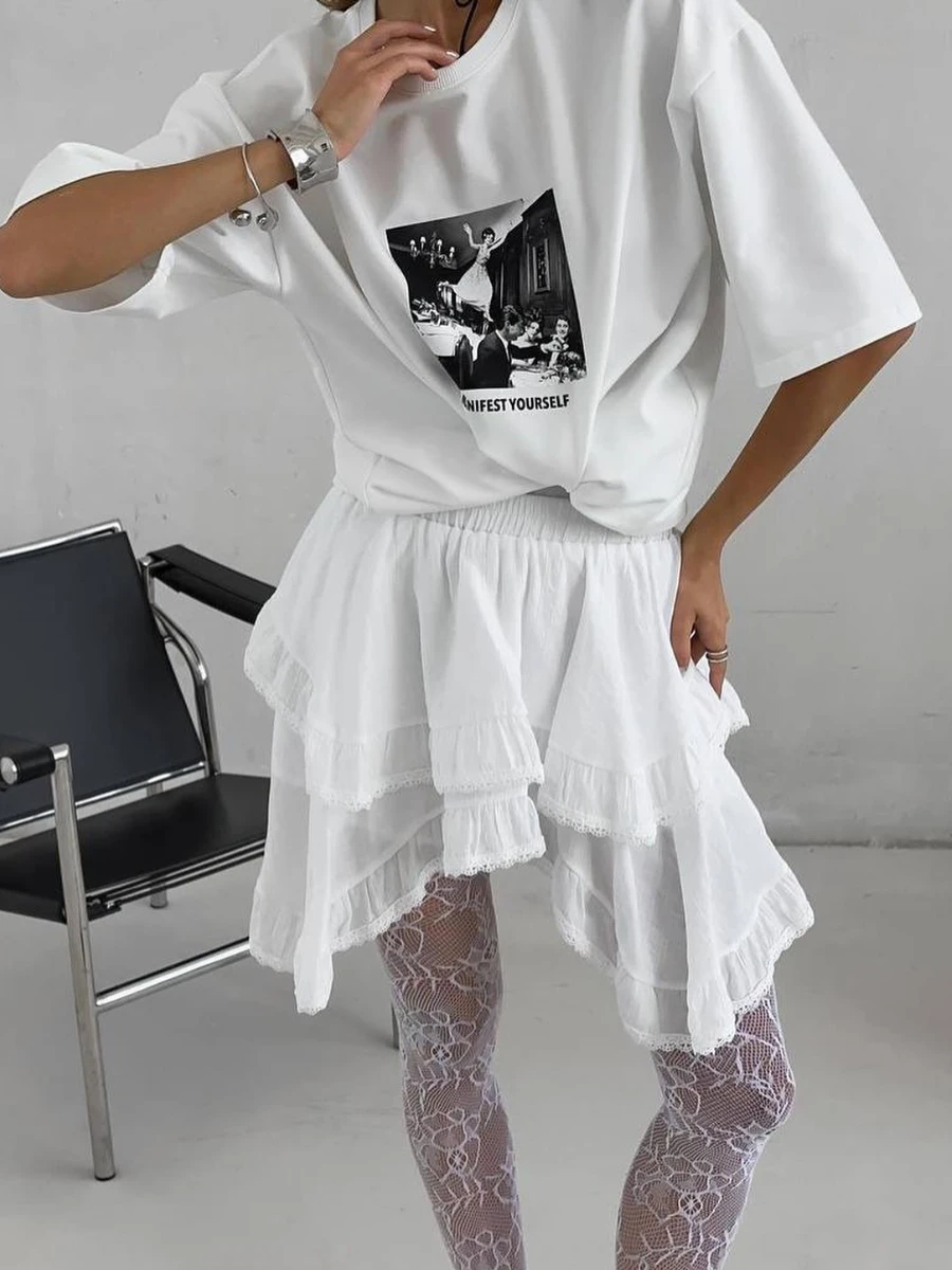 Sumuyoo Women's Printed T-shirt 100% Cotton Fashion White Vintage Short-sleeve Printing T Shirts Fashion Hip Hop Loose Tees 6