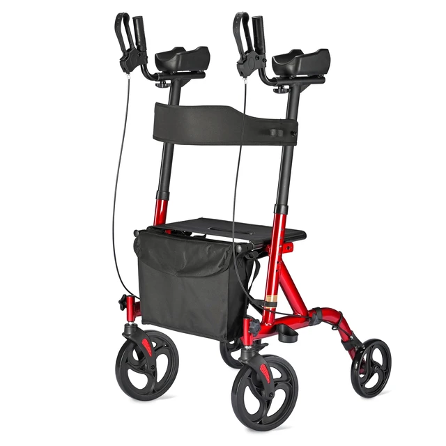 4 Kerekes Egyenes Sétáló Álljon Fel Összecsukható Rollator Ülés Párnázott Kartámasz 300 Lbs