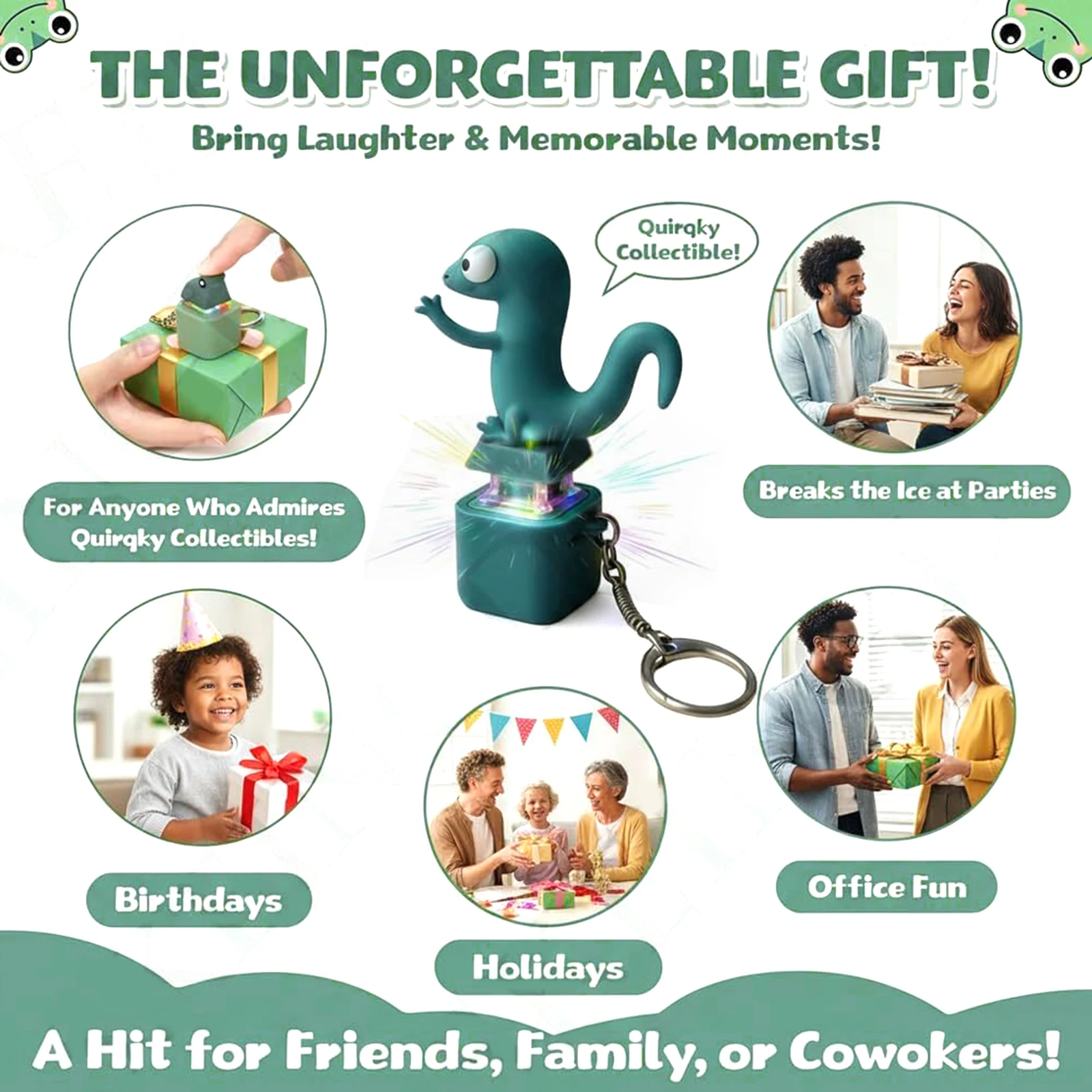 Funny Lizard Button Sound Keychain Rechargeable Keychain Fidget Keyring Toys with LED Colorful Lights for Unisex Stress Relief