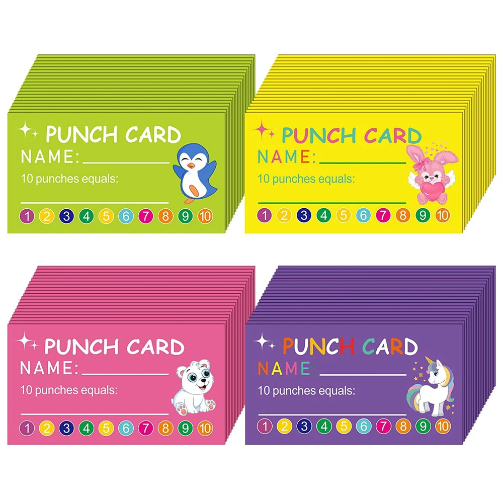10-50Pcs/pack Punch Cards for Classroom Student Home Behavior Incentive for Children Motivational Kids Cute Cards My Reward Card