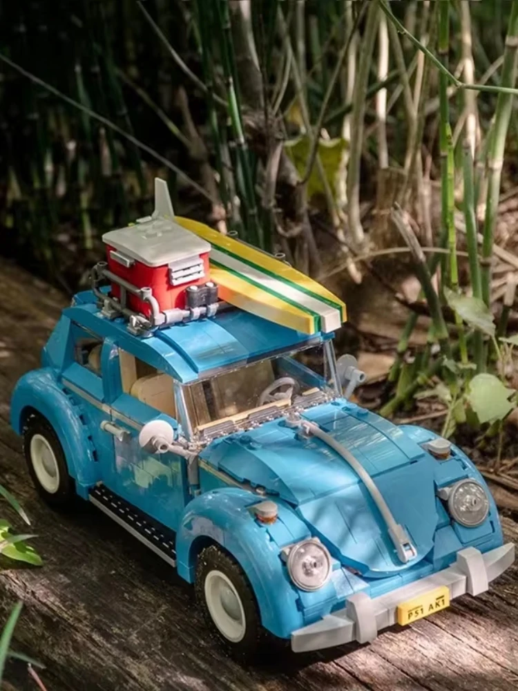1167PCS Technical Blue Beetle Camper Car Building Blocks Set 4