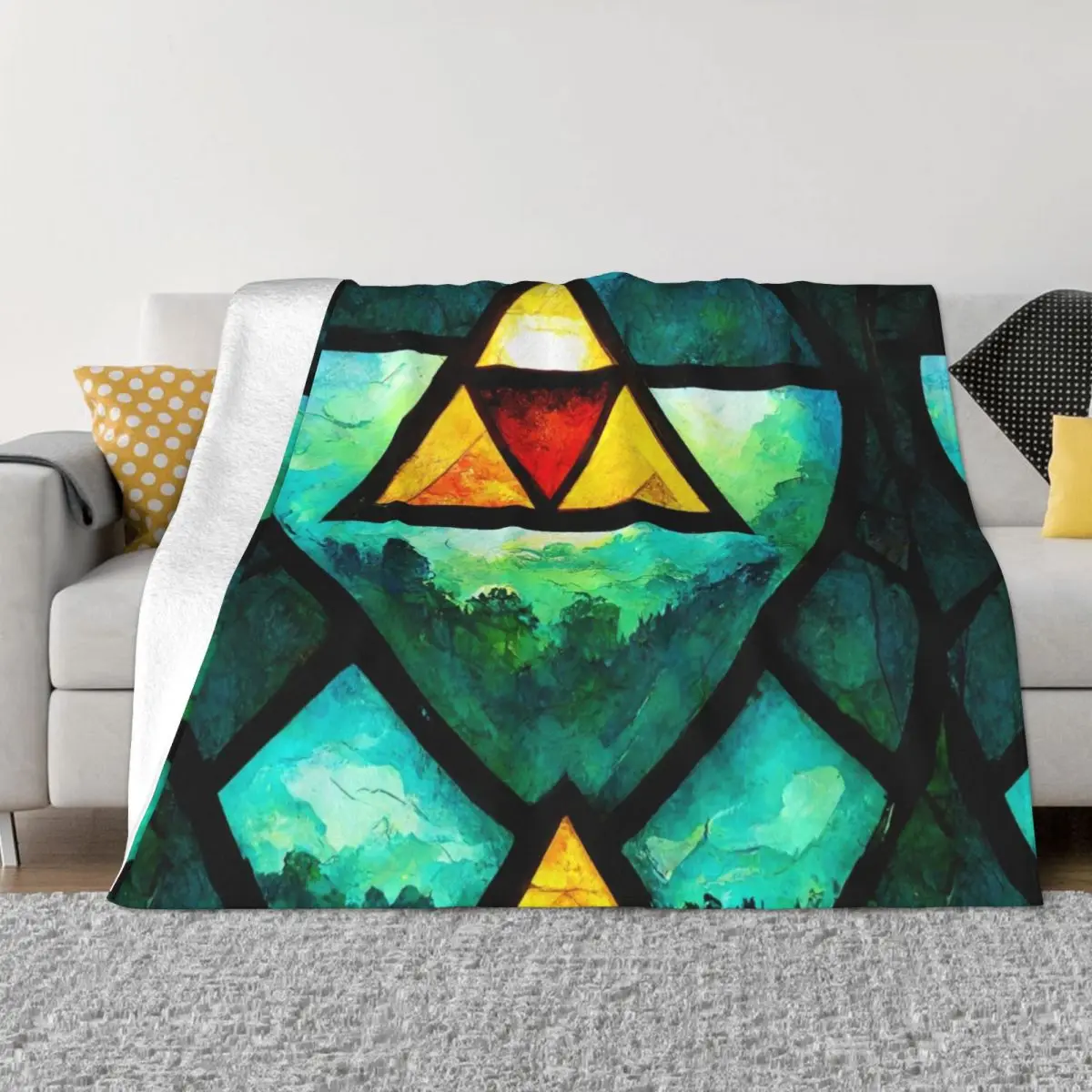 

Triforce stained glass window Throw Blanket Flannels anime heavy to sleep Blankets