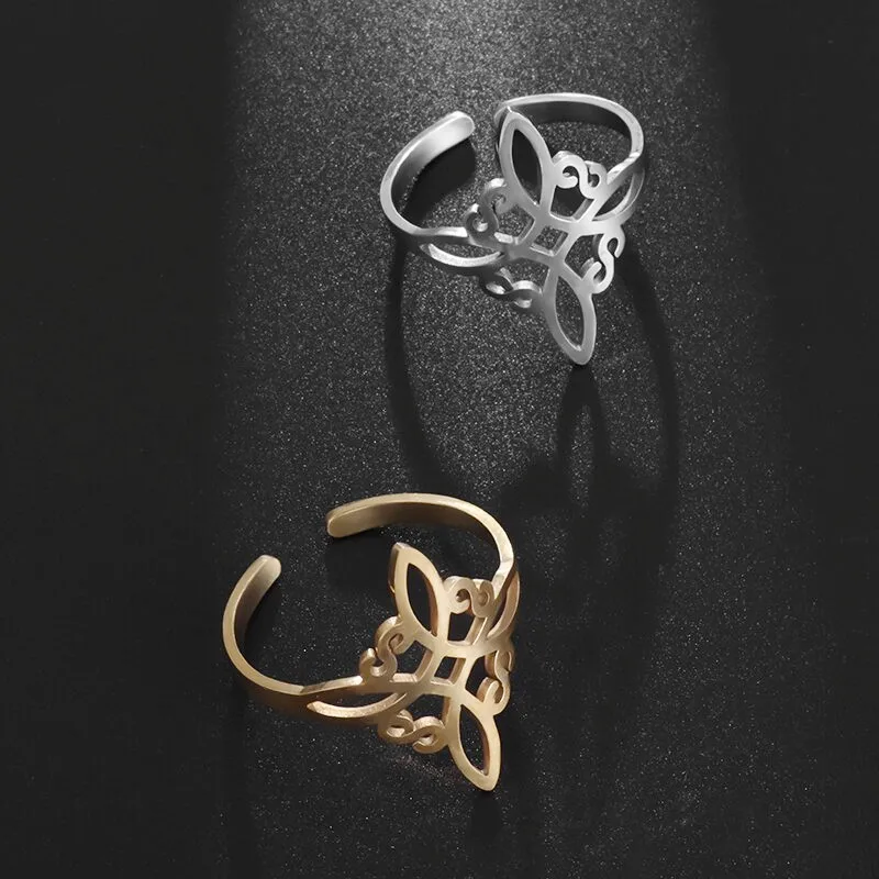 Women's Witchcraft Witch Knot Ring Stainless Steel Supernatural Opening Adjustable Ring Irish Celtic Knot Amulet Jewelry stainless steel ring finger ring opening ring adjustable rings