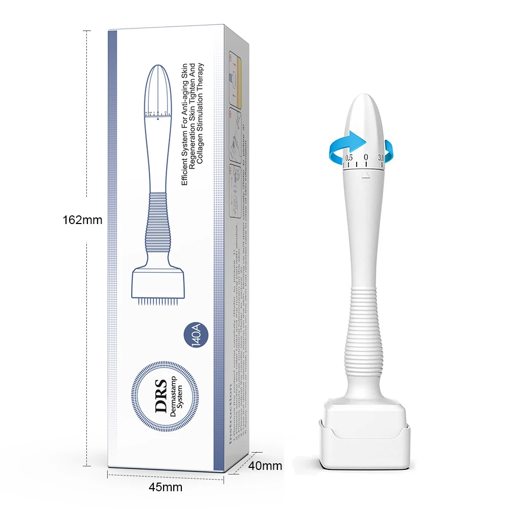 DRS 140A Adjustable Derma Stamp Microneedling Pen MTS Mesotherapy for Skin Care Hair Beard Growth Facial Care Devices