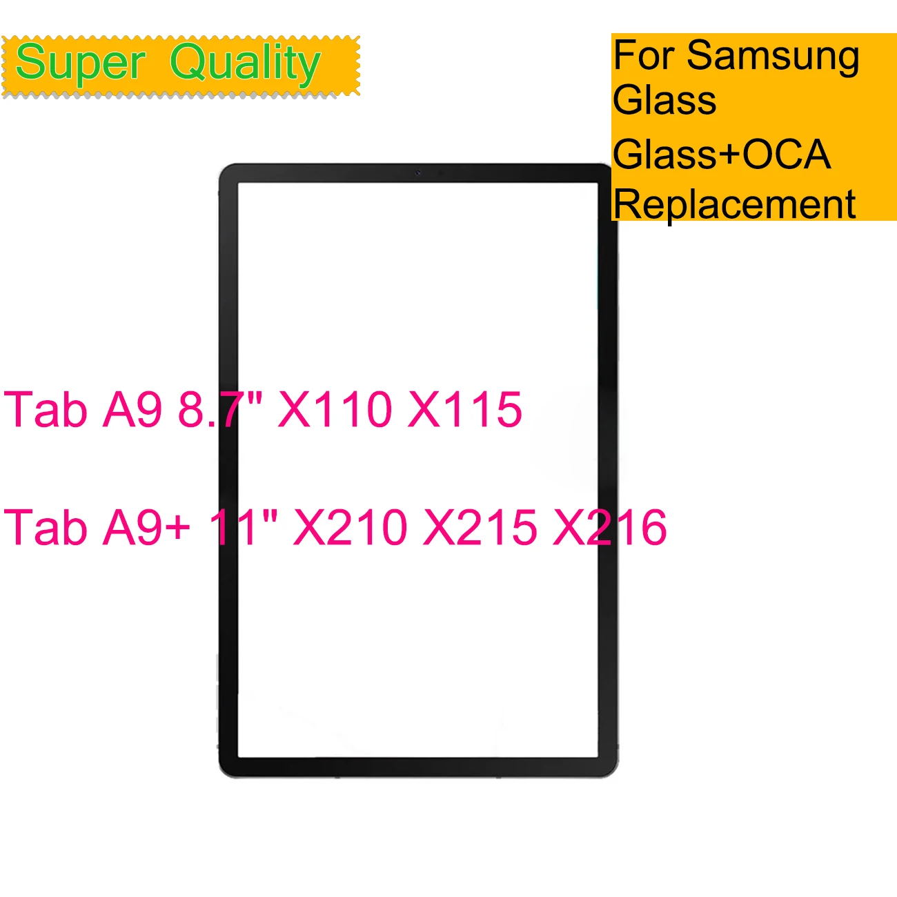 Vidro Lcd Frontal Externo com Oca Painel de Tela Sensível ao Toque para Samsung Galaxy Tab a9 X110 X115 Tablet a9 Plus X210 X215 X216 10 Unidades por Lote