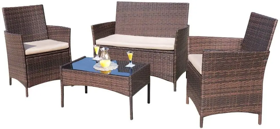 4-Piece Outdoor Rattan Patio Furniture Set 1