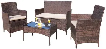 4-Piece Outdoor Rattan Patio Furniture Set 1