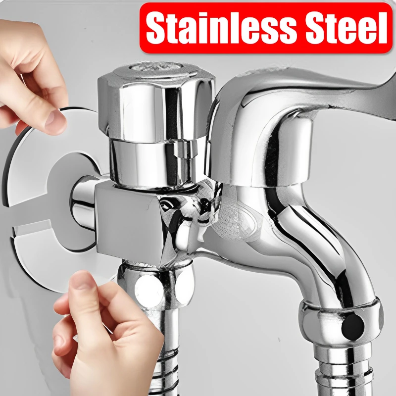 Self Adhesive Stainless Steel Faucet Decorative Cover Water Pipe Chrome