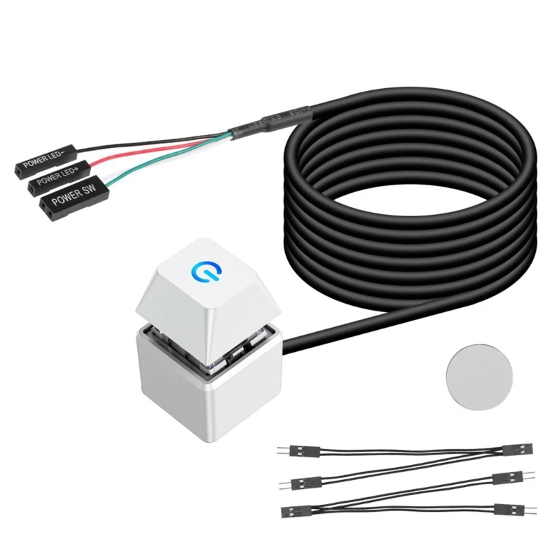 Desktop Computer Power Button Switching External Starter Button with Cord 1.8M