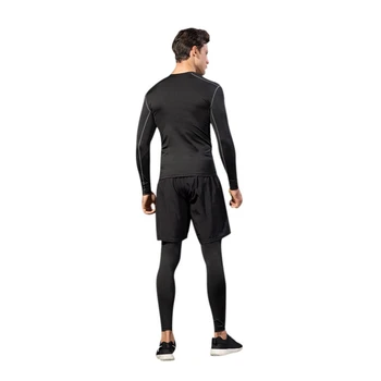 Compression Men's 2 in 1 Leggings Fitness Quick-drying Sports Gym Tights Men Workout Running Stretchy Bodybuilding Jogging Pants 4