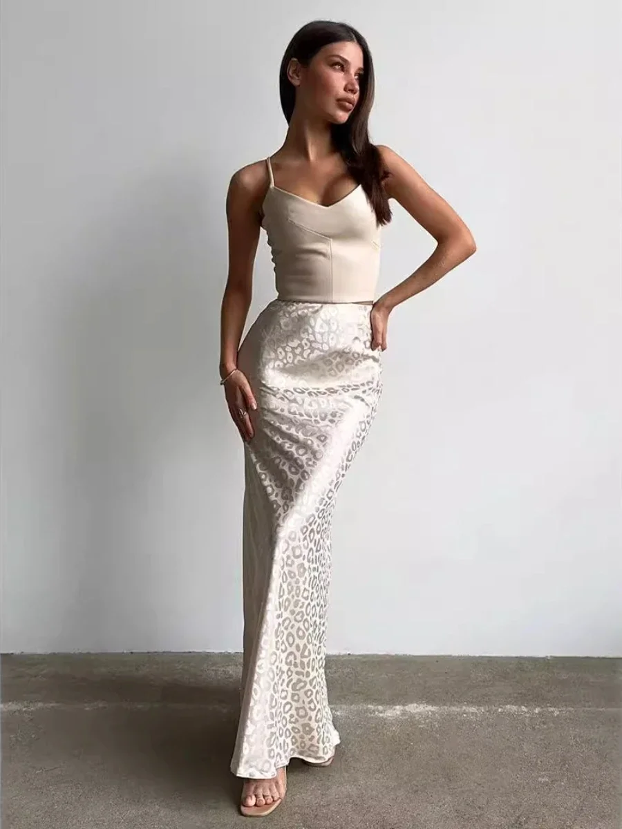 Bornladies Fashion Slim Print Skirts For Women Elegant High Waist Ankle Length Skirt Chic Casual Classic Skirt Female Clothing