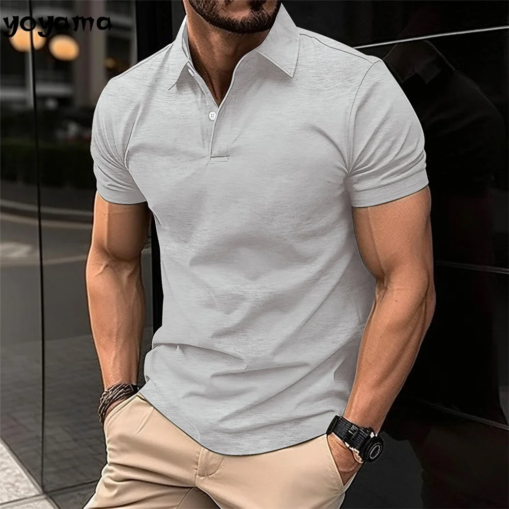 Best-Selling Men's Short-Sleeved Polo Shirt Lapel Button Solid Color Men's T-shirt Summer Casual Comfortable Golf Men's Clothing 4