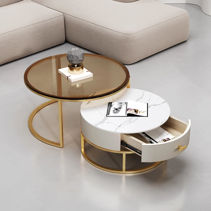 

Nesting Round Coffee Table Living Room Luxury Dressing Nordic Side Table Corner Desk Hallway Tavoli Da Pranzo Home Decor XF35XP