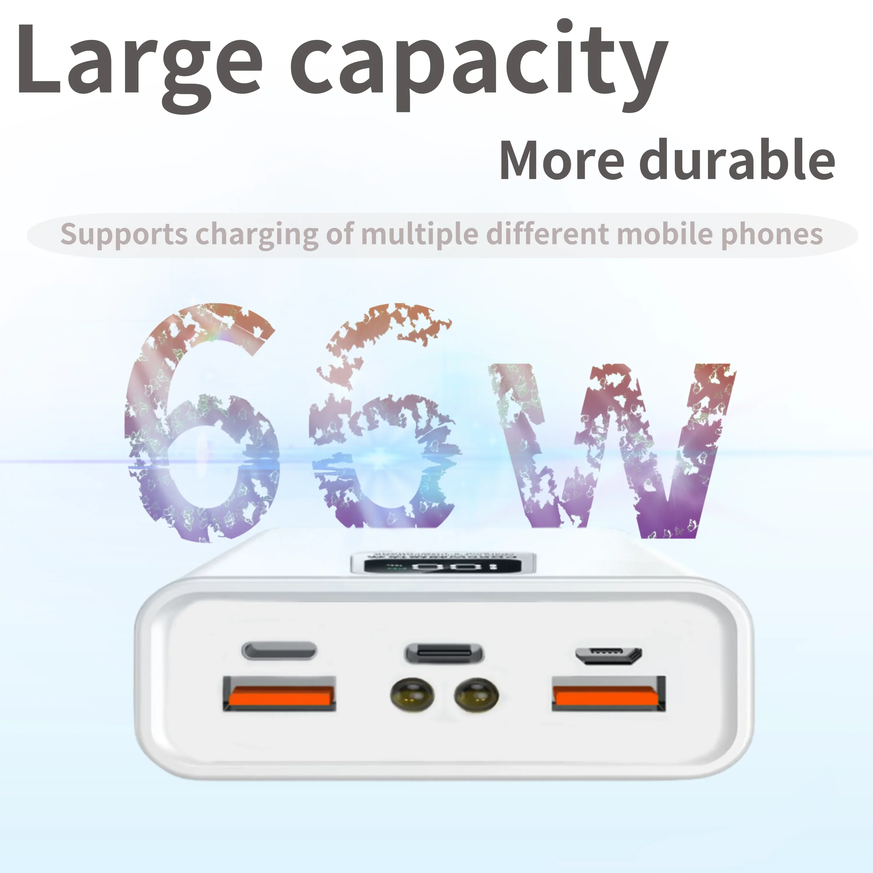 66W super bidirectional fast charging power bank 60000 mAh ultra-thin mobile power supply, suitable for mobile phone charging