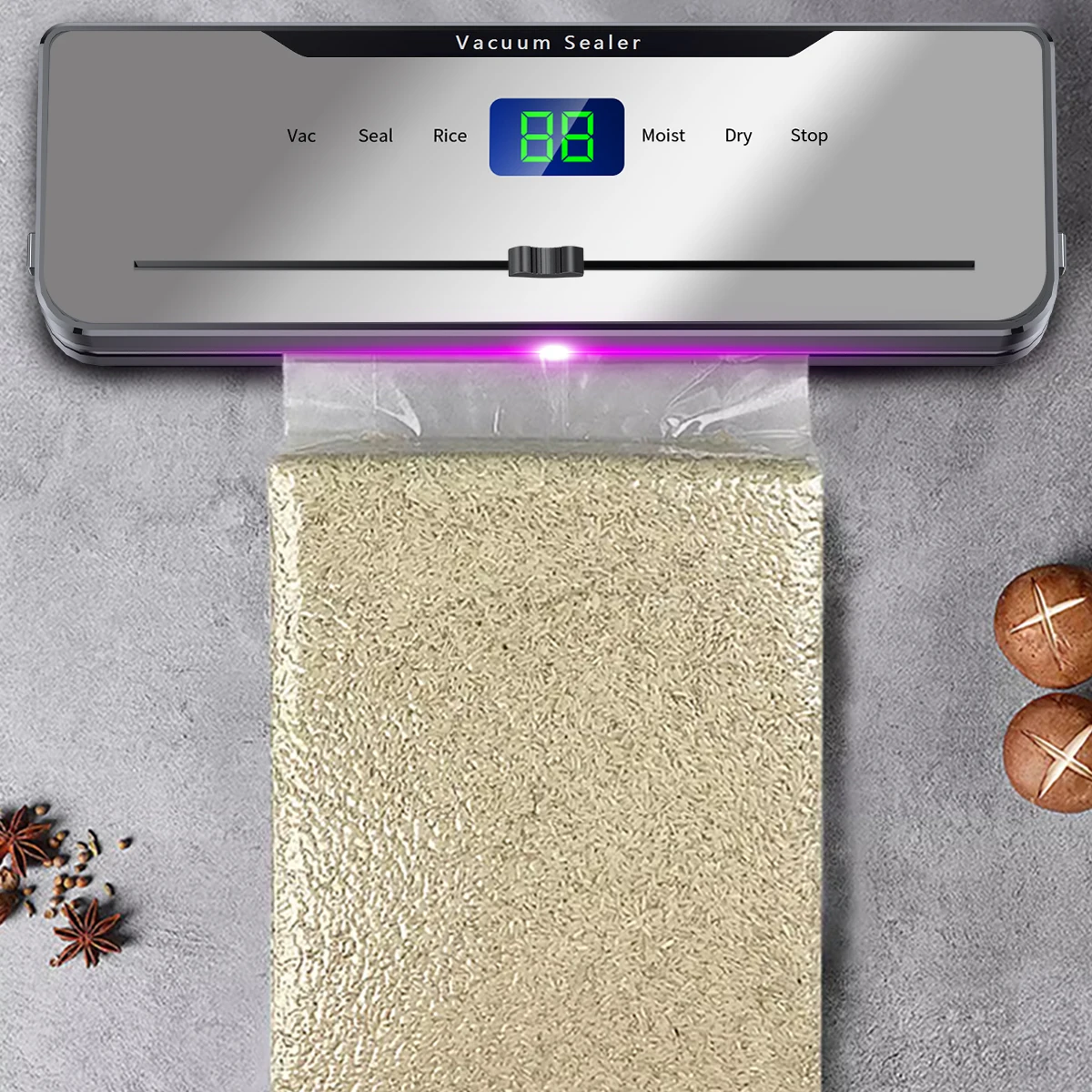 Electric Vacuum Sealer Dry/Wet Food Sealed Packaging Built-in Cutter Packaging Machine Kitchen Home Smart Food Bag Seal Machine 3