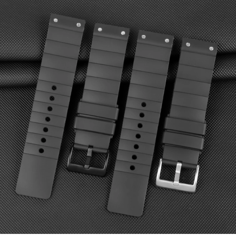Cartier Santos 100 Rubber Watch Band - Black Rivet Silicone Strap in Multiple Colors