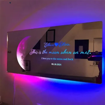 Personalized Name Mirror LED Light Customized Name Moon Lamp Room Decoration Birthday Valentine's Anniversary Souvenir Gifts 1