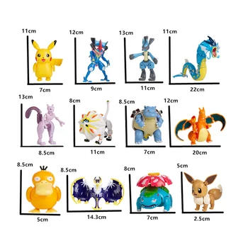 12 Models Pokemon Anime Figure Toy Action Deformation Mewtwo Charizard Pikachu Pocket Monster Pokeball Model Kids Birthday Gift 6