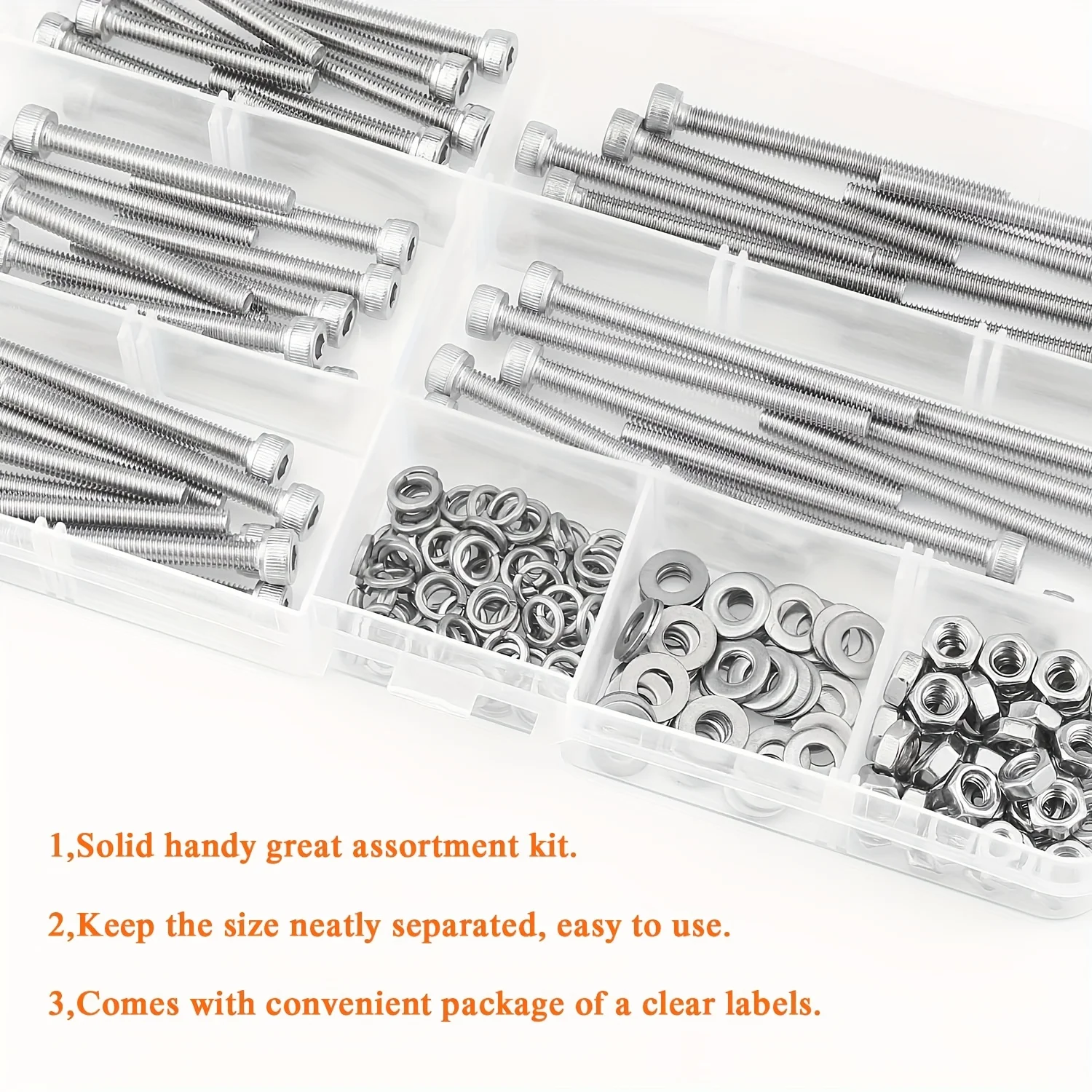 200 PCS M4 x 30mm/35mm/40mm/45mm/50mm, 335PCS M4 x8mm/x10mm/x12mm/x16mm/x18mm/x20mm/x25mm Hexagonal socket head metric screw