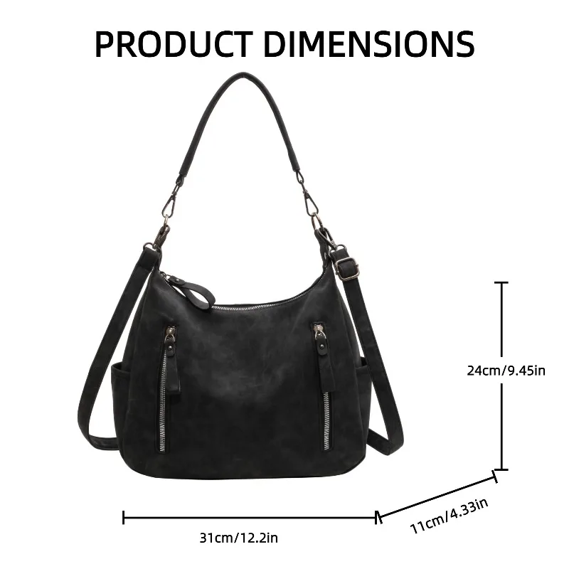 Luxury Designer Retro Matte PU Leather Crossbody Bag - Large Capacity Shoulder Handbag