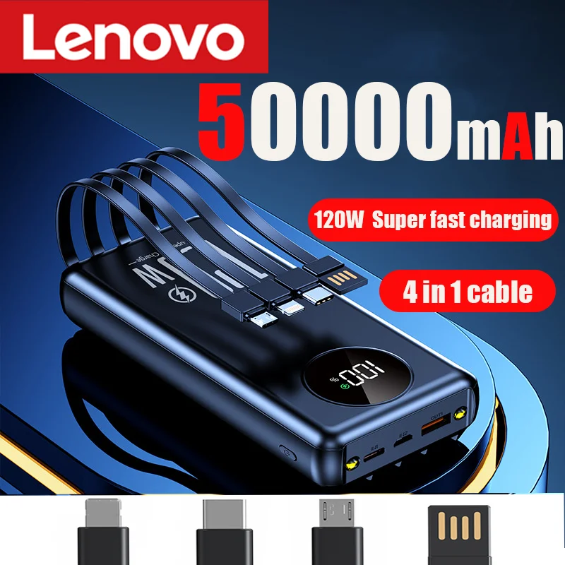 Power Bank 50000mAh Super Fast Charge 4-in-1 Portable Fast Charger for iPhone Samsung External Replacement Battery