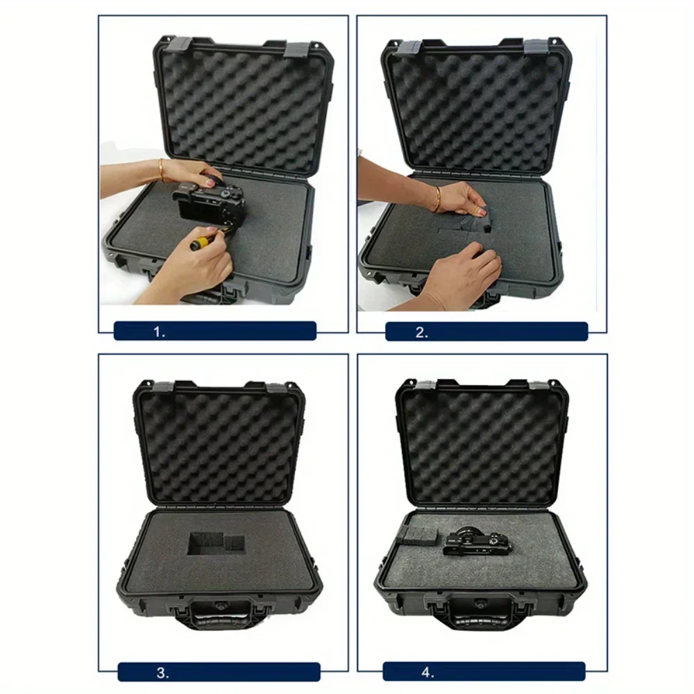 1pc Waterproof Hard Carry Case Bag Tool Case With pre-cut Sponge Storage Box Safety Protector Organizer Hardware Toolbox 6