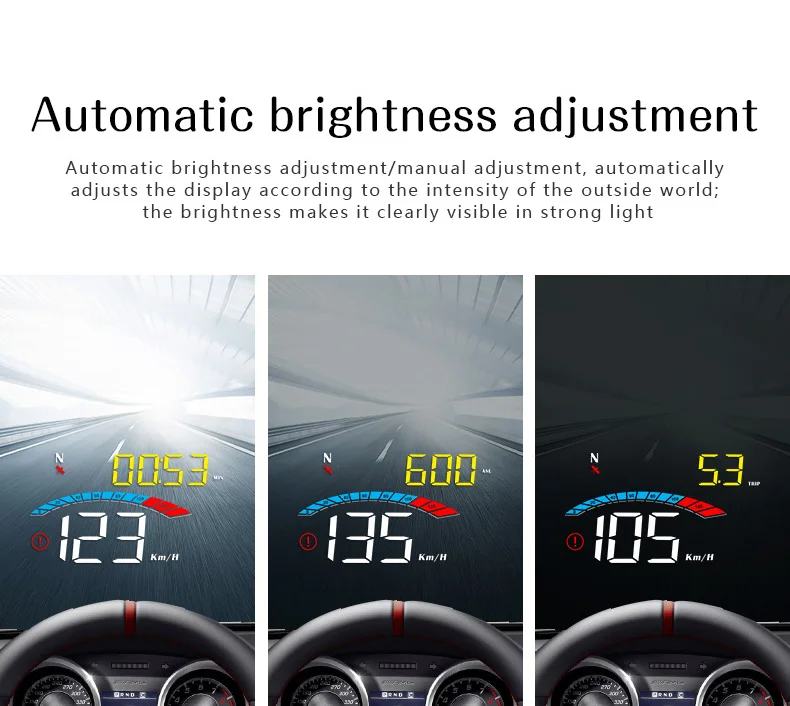 M16 HUD, Automatic brightness adjustment allows for both auto and manual settings, adjusting display to outside intensity for clear visibility.