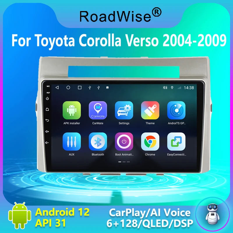 

8+256 Android 12 Car Radio For Toyota Corolla Verso 2004 2006 2007 2008 2009 Multimedia Carplay 4G Wifi GPS DSP DVD 2 Din Stereo