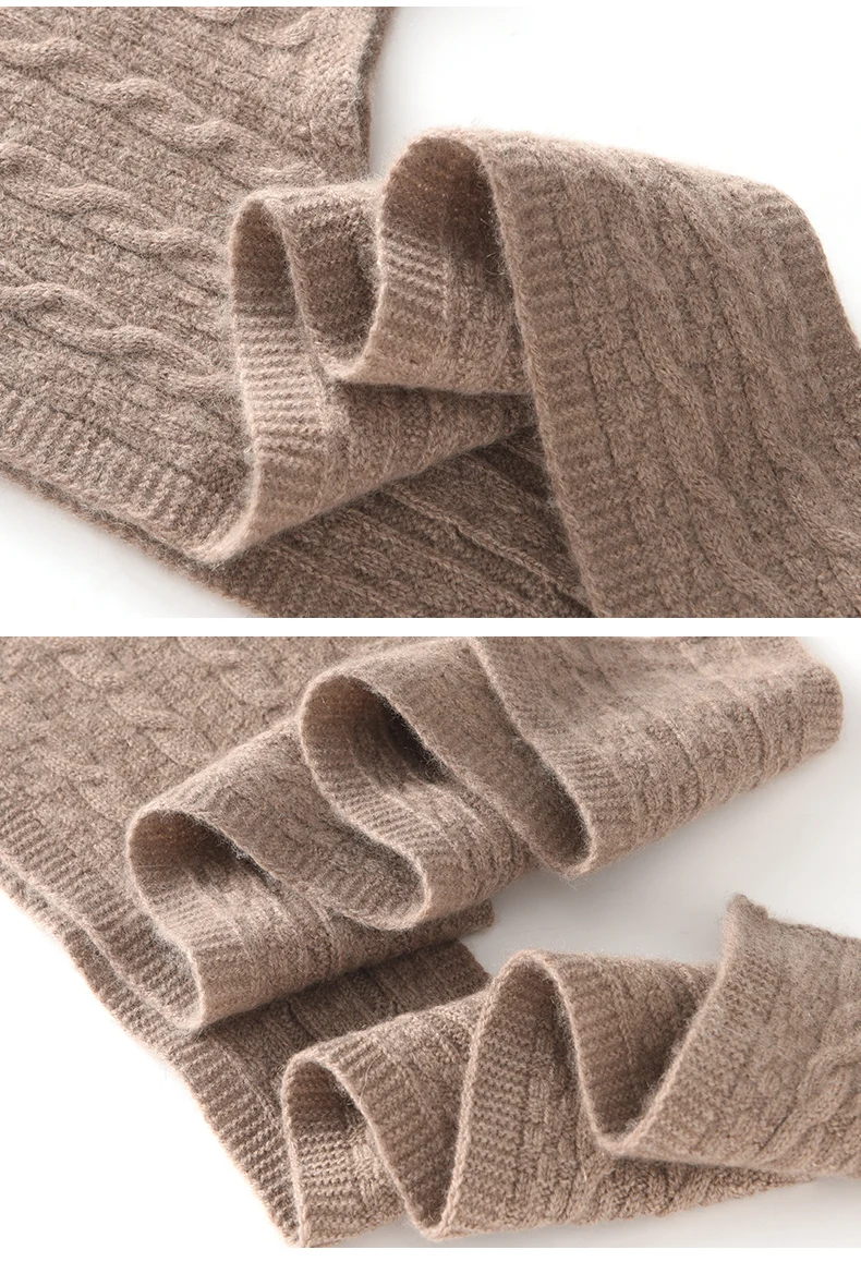 Kapuzenschal aus 100 % Kaschmir mit integriertem Hut, modischer Schal für Damen, einfarbig, gestrickte Wolle, Halswärmer, vielseitige Mütze – Detail 15