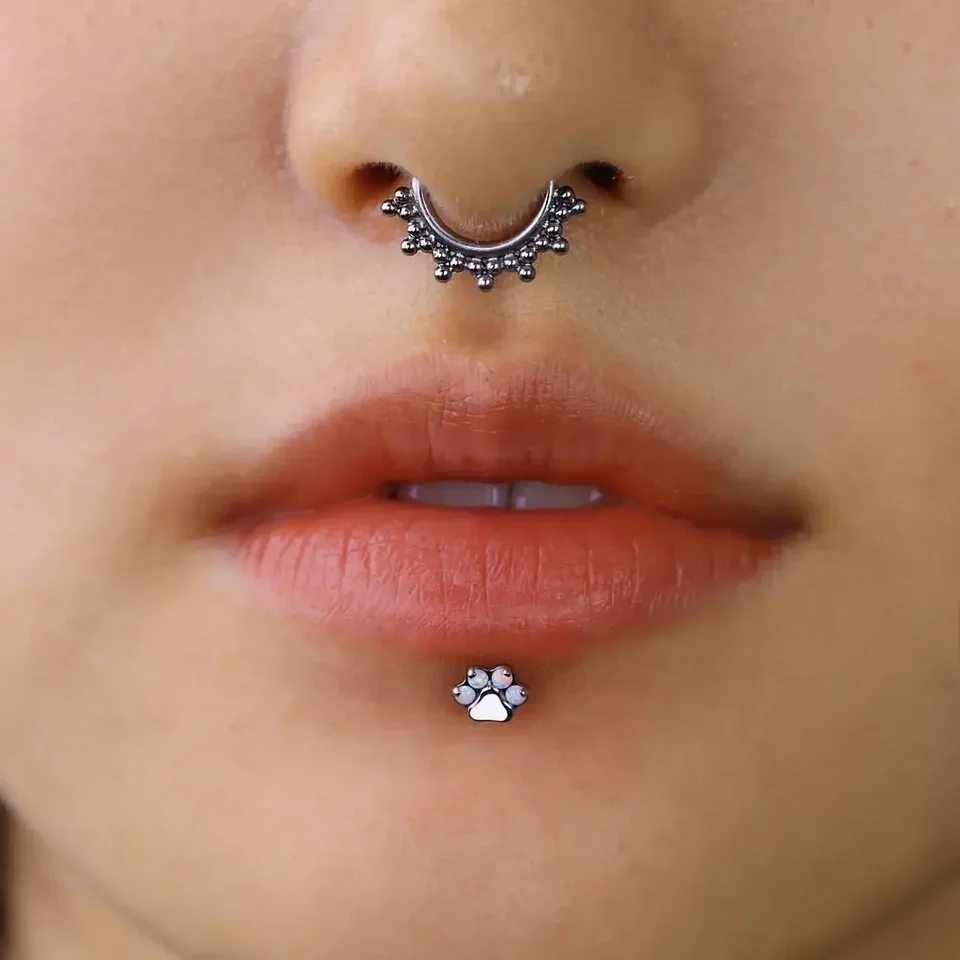 5 Anelli Per Piercing In Titanio G23 - Setto, Naso, Orecchio - 8/10/12mm - Multicolore Clicker - Foto 2