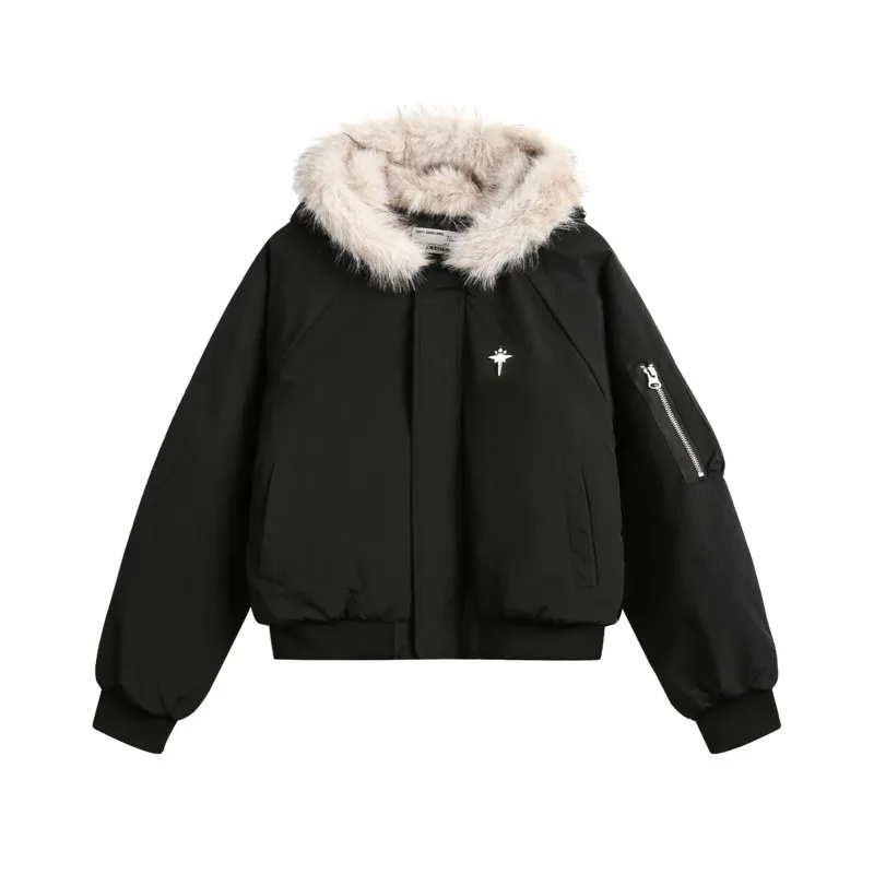 FEWQ Men Cotton Padded Jacket 2024 Korea Fashion Warm Autumn Winter With Hat Male Coat Solid Color Casual Loose CPG2188 3