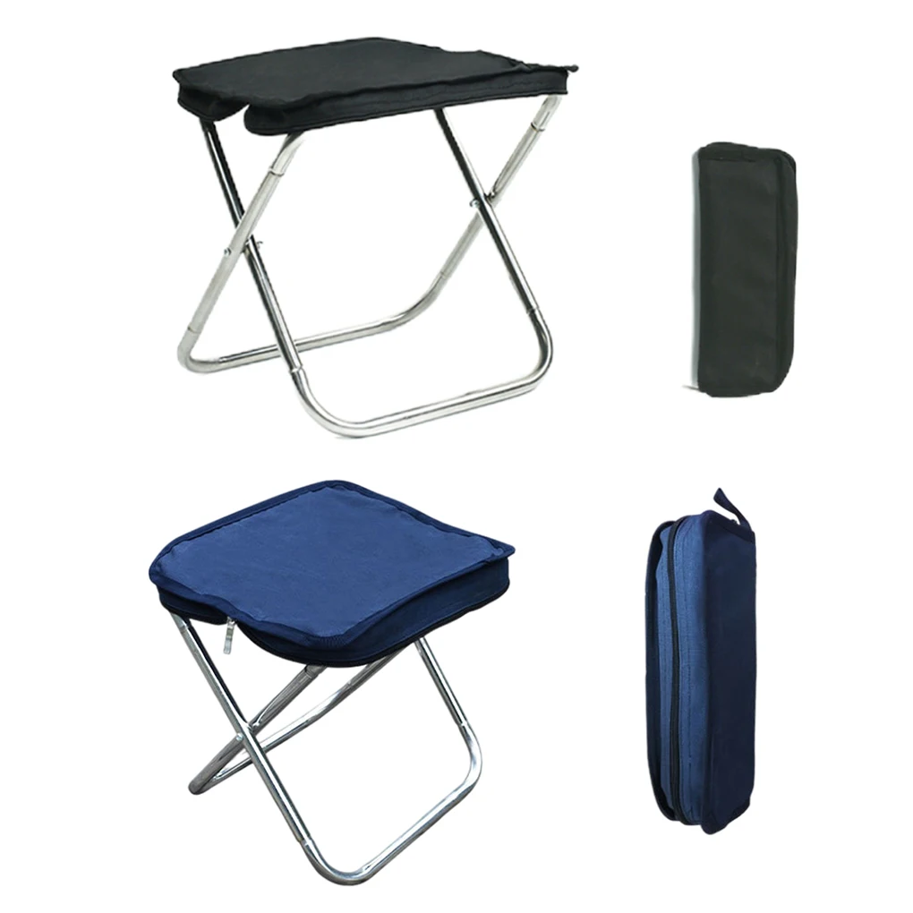 Camping Chair Oxford Cloth Fishing Stool Seat Hunting Camping Furniture  Equipment Outdoor Camper Accessories Blue