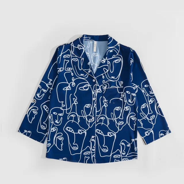 Blue Picasso Abstract Line Printed Women Pajamas: Perfect comfort and style