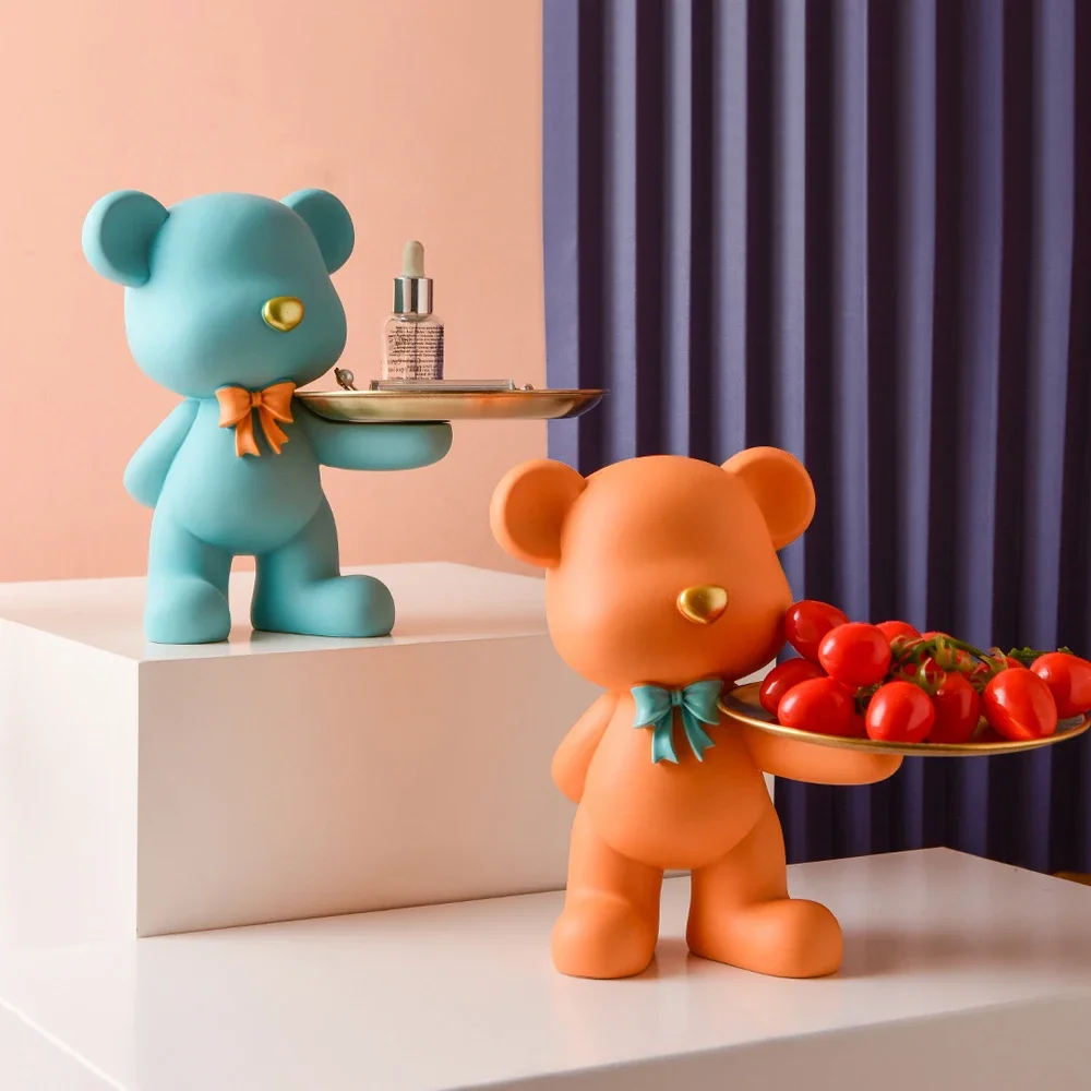 

Animal Figurines Table Ornaments Decoration,Storage Metal Tray,Desktop Candy Fruit Dish,Nordic Home Living Room Sculpture Decor