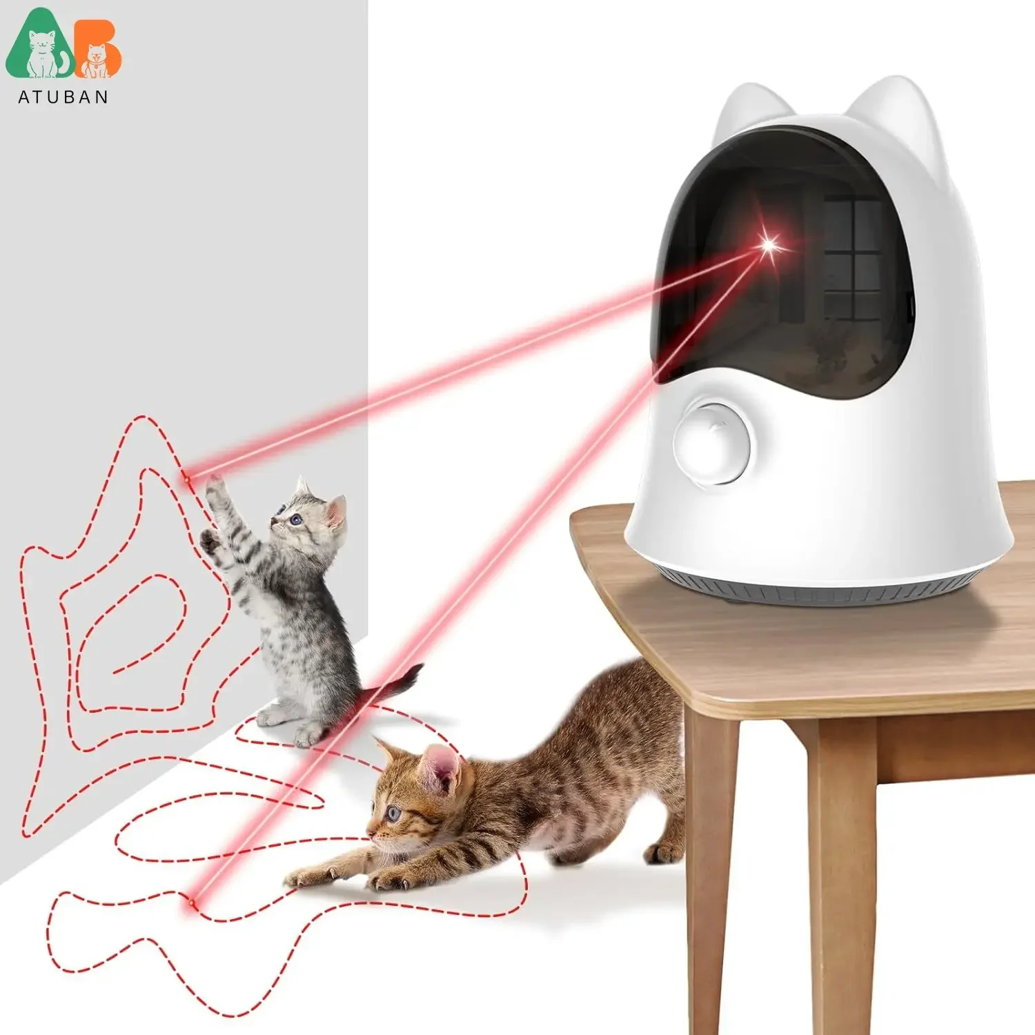 ATUBAN Laser Cat Toys with Real Random Trajectory Automatic Cat Laser Toy Rechargeable Interactive Toys for Indoor Cats pet toys cat toy