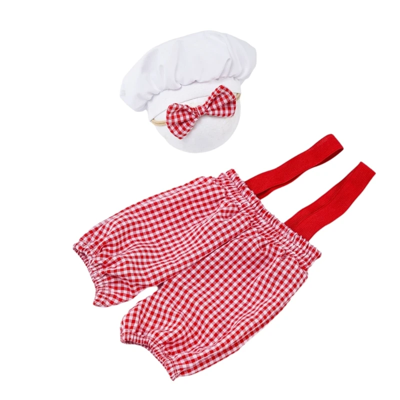 

97BE 1 Set Baby Cook Theme Photography Clothing Photoshoots Outfit Newborns Cook Hat