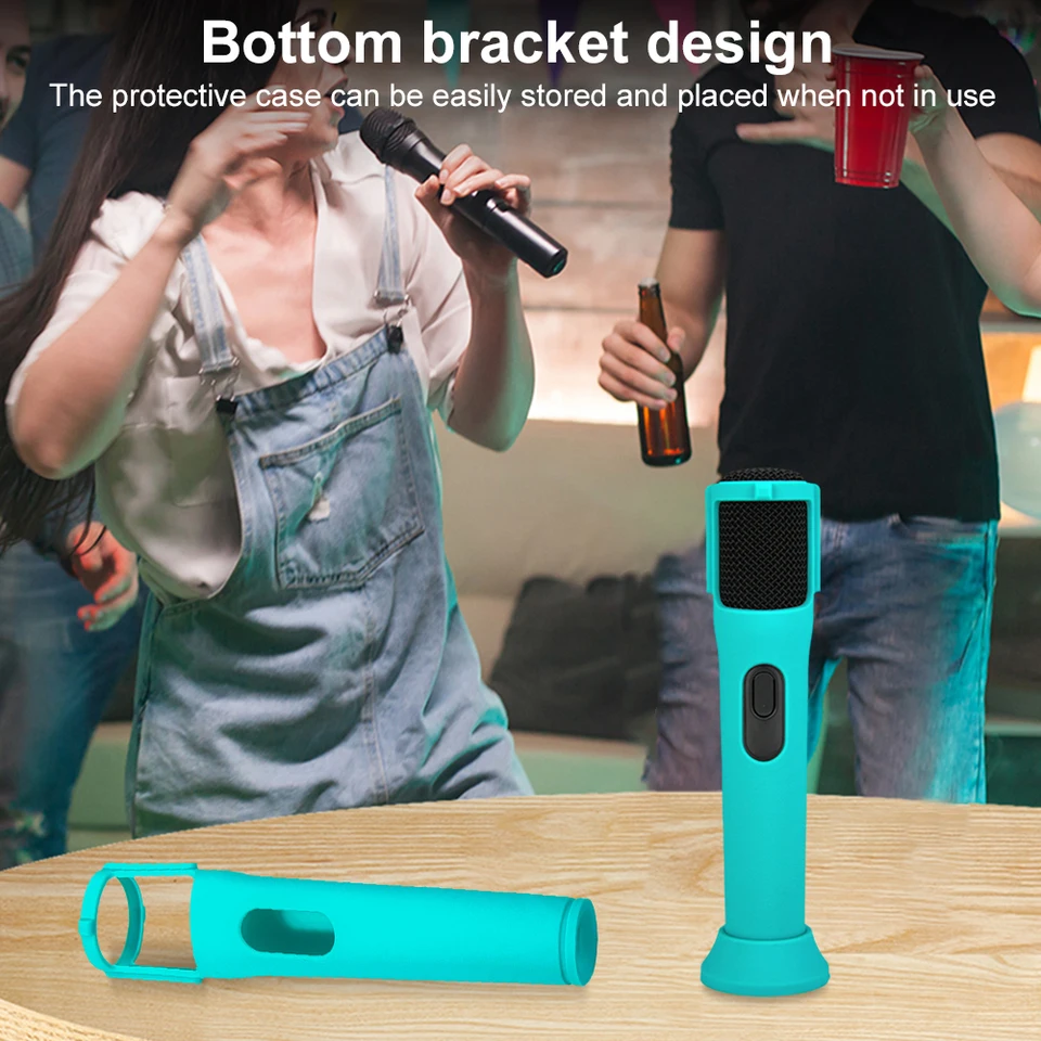 Microfoonhoes voor JBL PartyBox draadloze microfoon, siliconen hoes met basisstang, beschermhoes microfoonhoezen microfoonstandaard, Groen, Microfoon Case