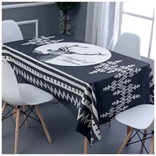 

Cotton Linen Tablecloths, Waterproof Table Covers Deer White Black Dining Table Coffee Table Deco