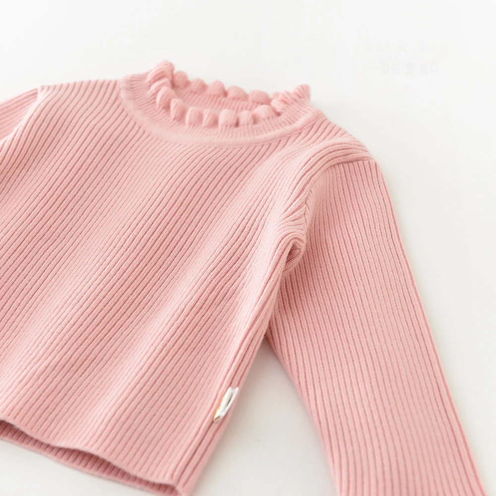 Autumn Baby Girls Knit Sweaters Ruffle Collar Pullover