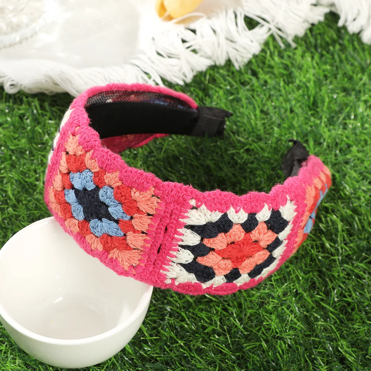 Women Crochet Headband Hair Bands GirlsWide Flower Headbands Bezel Head Hoop Autumn Winter  Hairband Fashion Hair Accessories