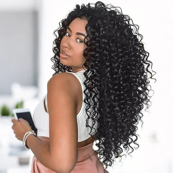 BEWILL GoGo Curl Crochet Hair 14 18 Inches Water Wave Beach Curl Crochet Hair Ombre Synthetic Bohemian Braids Hair Extensions 1B 1