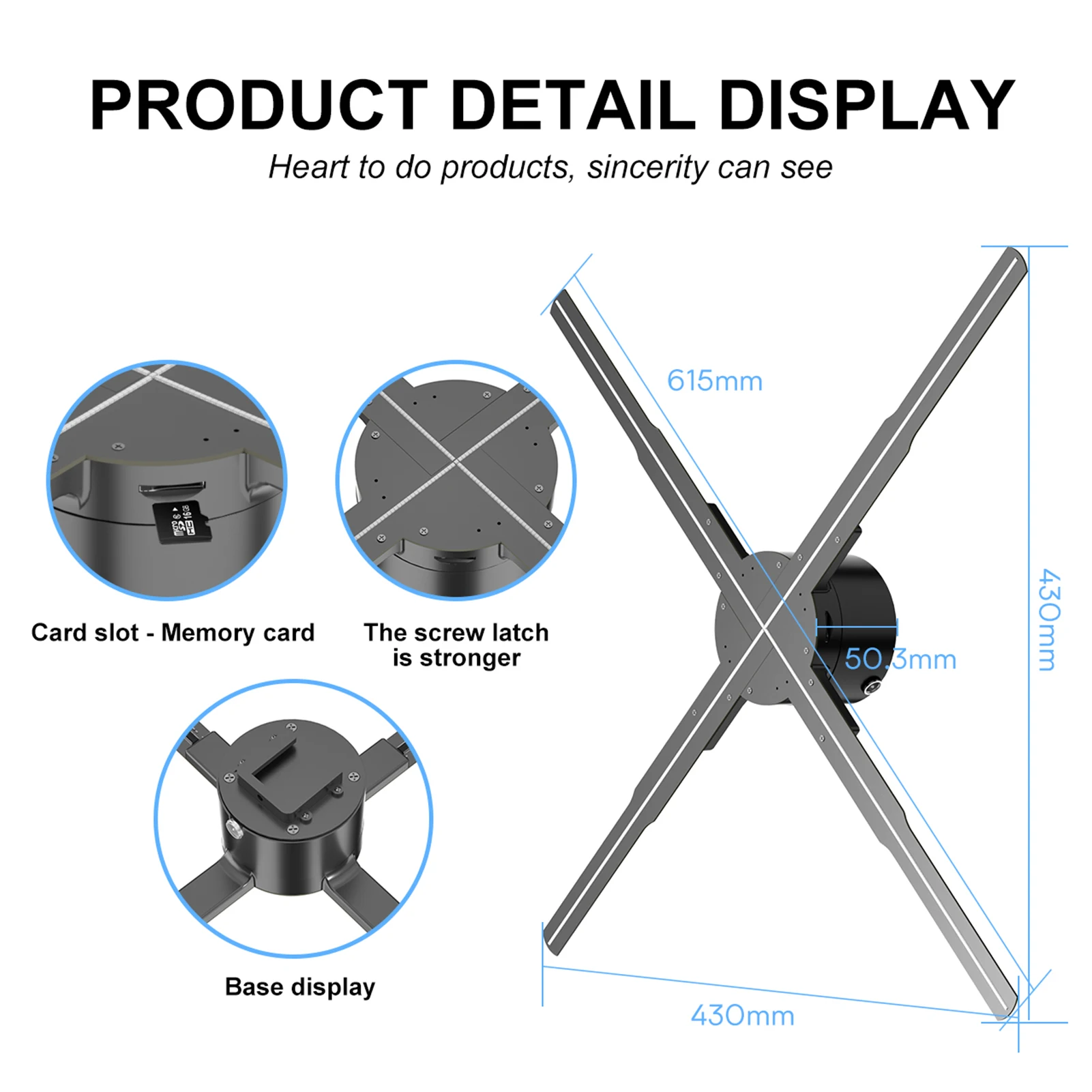 Ventilatore Ologramma 3D LED 16.5" - Proiezione Olografica Per Pubblicità E Negozi, Controllo WiFi - Foto 8