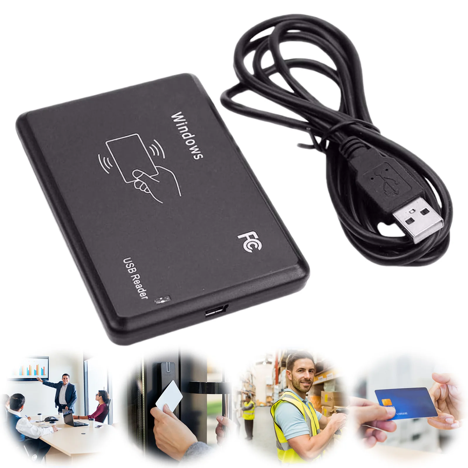 USB 인터페이스가 있는 스마트 카드 리더기 LED 표시등/버저가 있는 RFID IC 카드 리더기 Windows Linux MacOS와 호환 가능