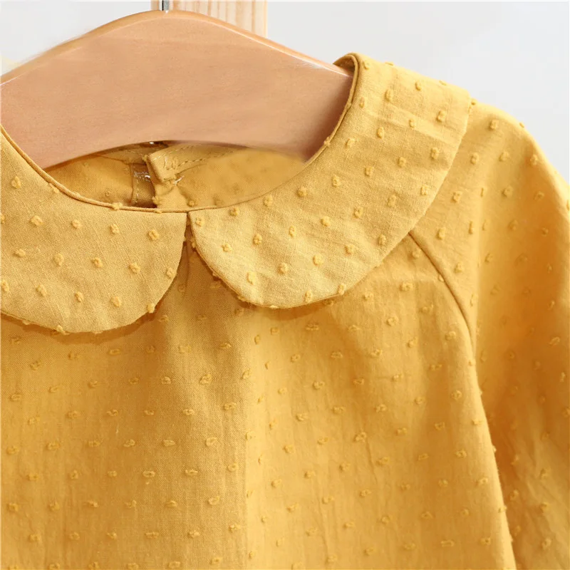 Baby girl clothes 0-3t Spring Infant Blouses Baby Girl Solid Puff Sleeve Shirts Cotton Infant Long Sleeve T Shirts Toddler Casual Lapel Tops