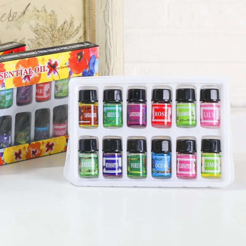 Essential Oil Set Water Soluble Aromatherapy Oil Bottle Set 3ml X 12Pcs Natural Diffuser Humidifier Skin Repairing Massage Oil