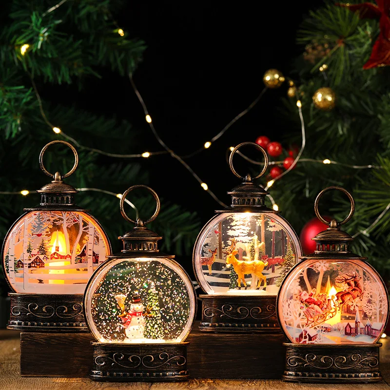 

Christmas Decoration Luminous Oblate Small Wind Lamp Ornaments Electronic Candle Flame Light Scene Layout Christmas gift decor