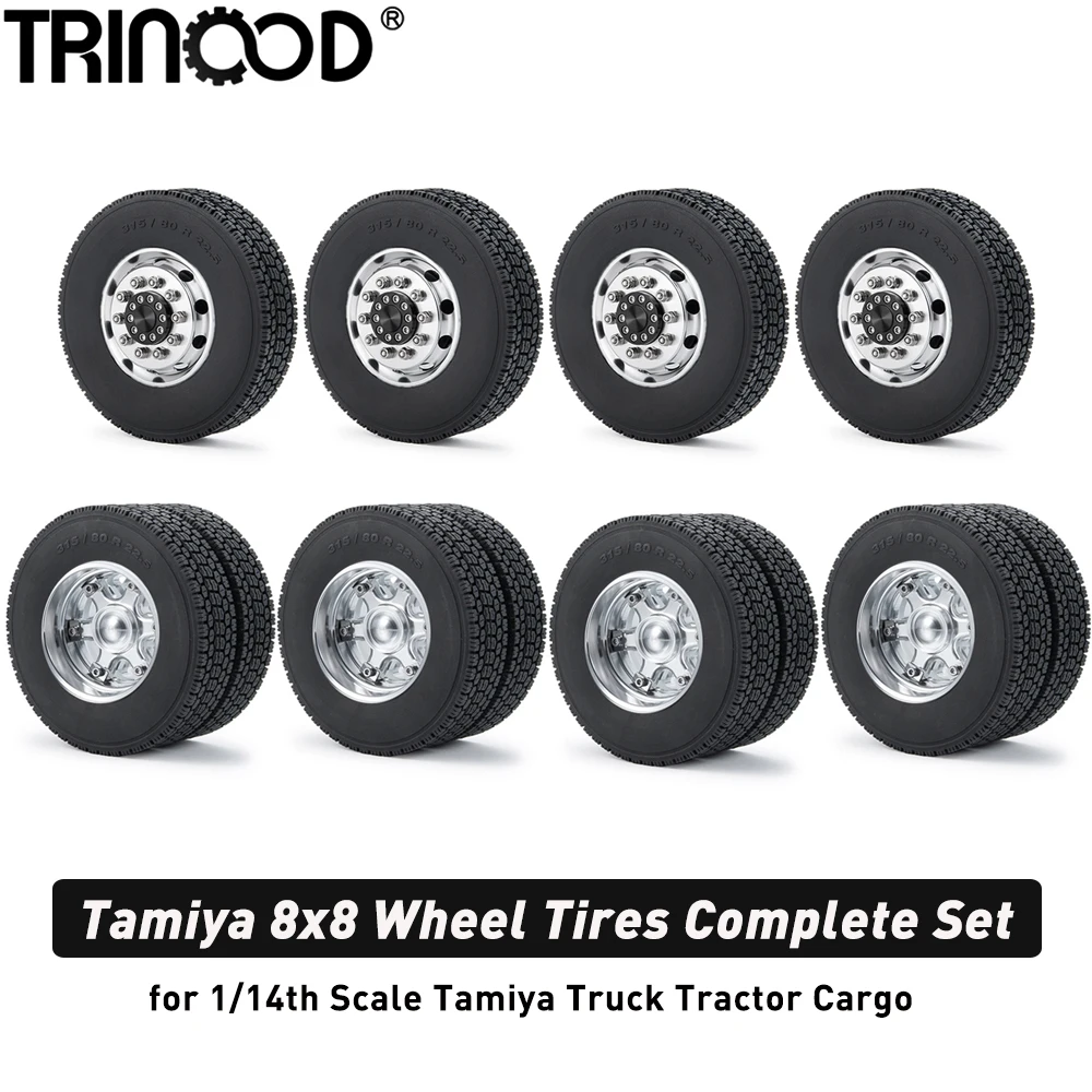 Trinood Tamiya 8x8 Wheel Tires Front And Rear Wheels Complete Set For 1
