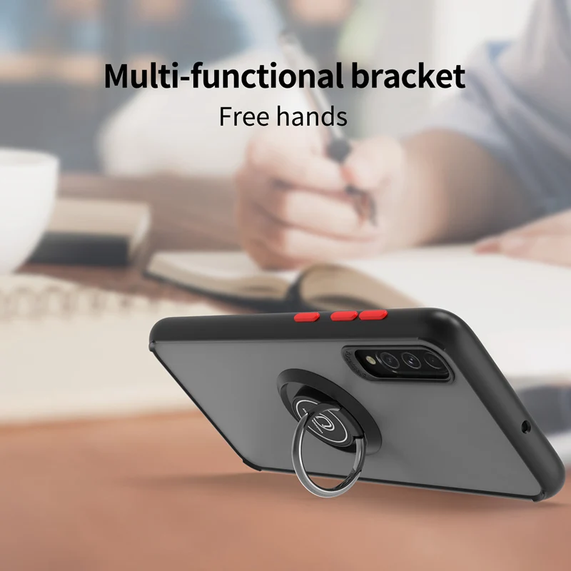 KEYSION Fashion Matte Case für Samsung A70 A50 A50S Transparenter Ringständer Stoßfeste Handyhülle für Galaxy A40 A30 SA_voghion.com